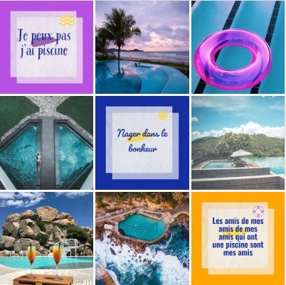 Le fil Instagram, alternant visuels et photos de piscines