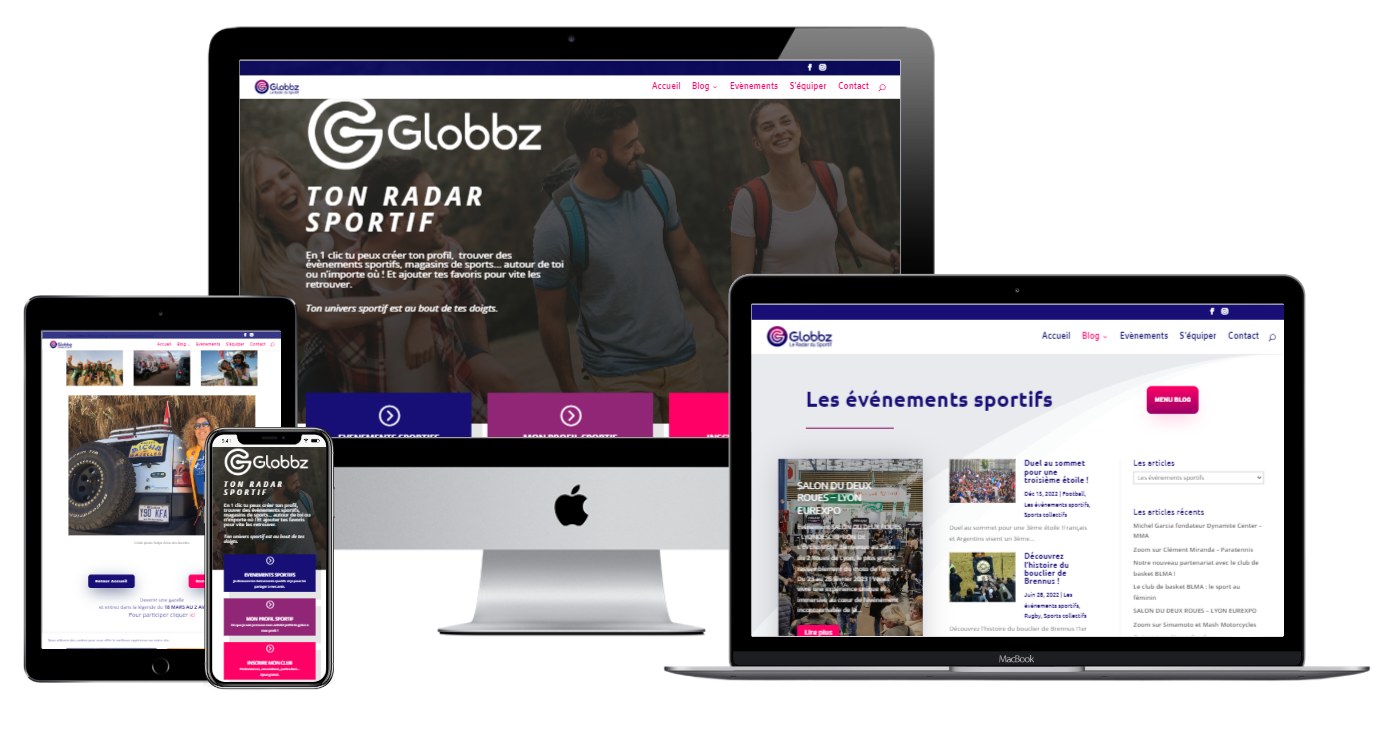 Site web créé en interne pour débloquer le projet — Globbz — plateforme sport, Montpellier